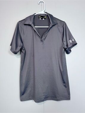 Under Armour Grey Performance Polo Shirt Men’s Medium HeatGear Golf Athletic